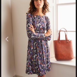Boden Purple Floral Long Sleeve Dress